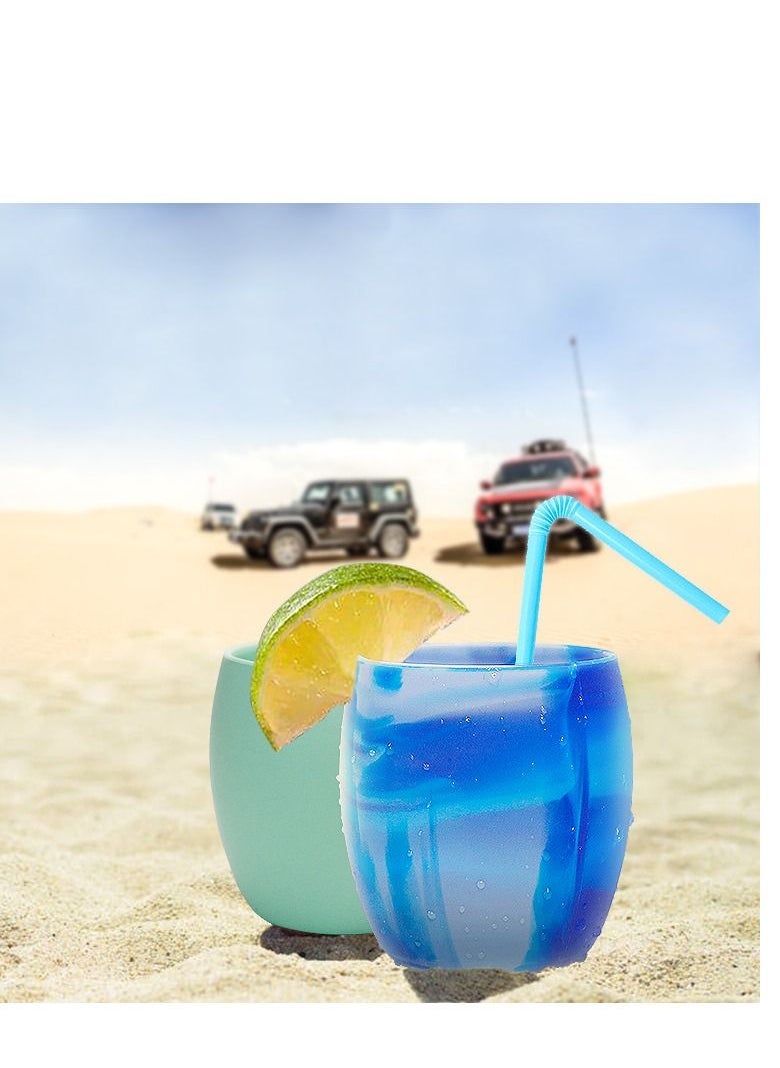 KASTWAVE - Rapid Cooling Ice Cup, Long-Lasting Refrigeration Ice Cups Can Be Reused to Clip into Ice Silicone Slush Ice Cups DIY Ice and Snow Fun Fast Cooling Water Cups Summer Ice Cold Gift (Sea Blue) - Image 1