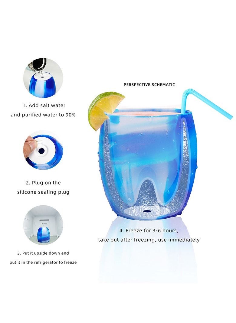 KASTWAVE - Rapid Cooling Ice Cup, Long-Lasting Refrigeration Ice Cups Can Be Reused to Clip into Ice Silicone Slush Ice Cups DIY Ice and Snow Fun Fast Cooling Water Cups Summer Ice Cold Gift (Sea Blue) - Image 1