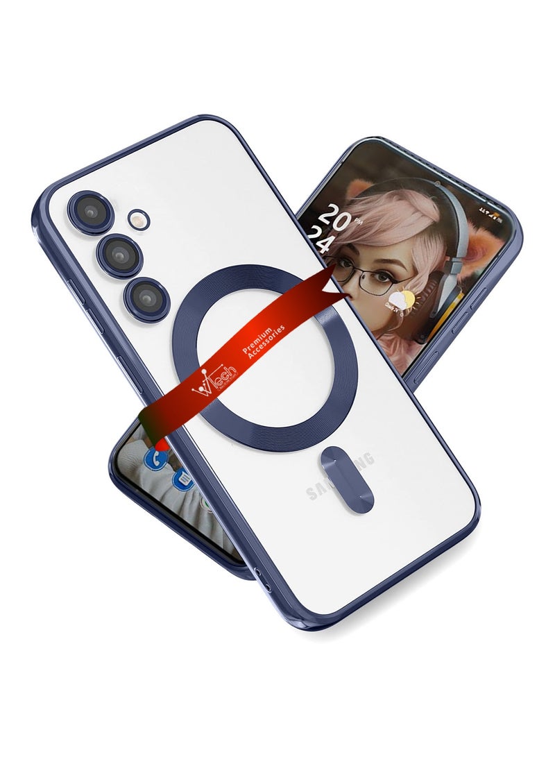 دبليو تيك حافظة ماجسيف شفافة مضادة للصدمات لهاتف سامسونج جالاكسي S24 5G 2024 أزرق داكن - Image 1