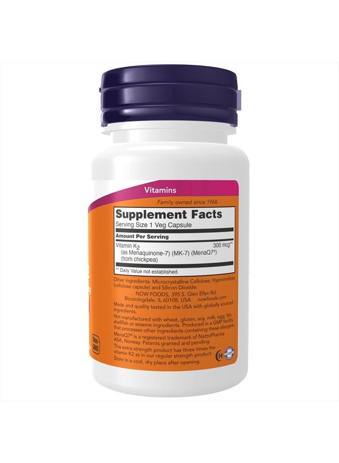 now Supplements, Vitamin K2 (MK-7) 300 mcg, Extra Strength, Supports Bone Health*, 60 Veg Capsules - Image 2