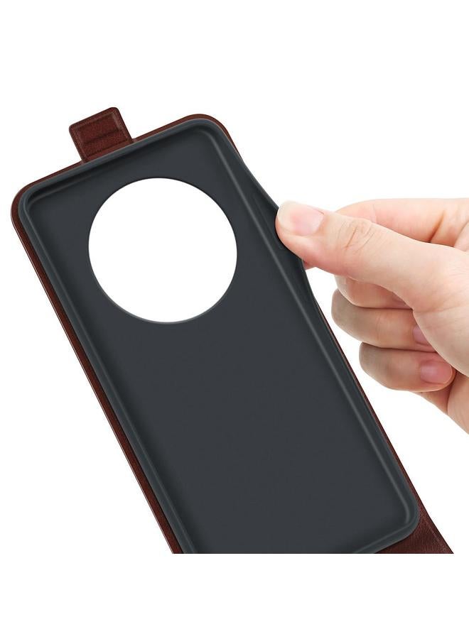 زبون جراب هاتف Honor X9c R64 من الجلد بتصميم عمودي واحد - Image 5