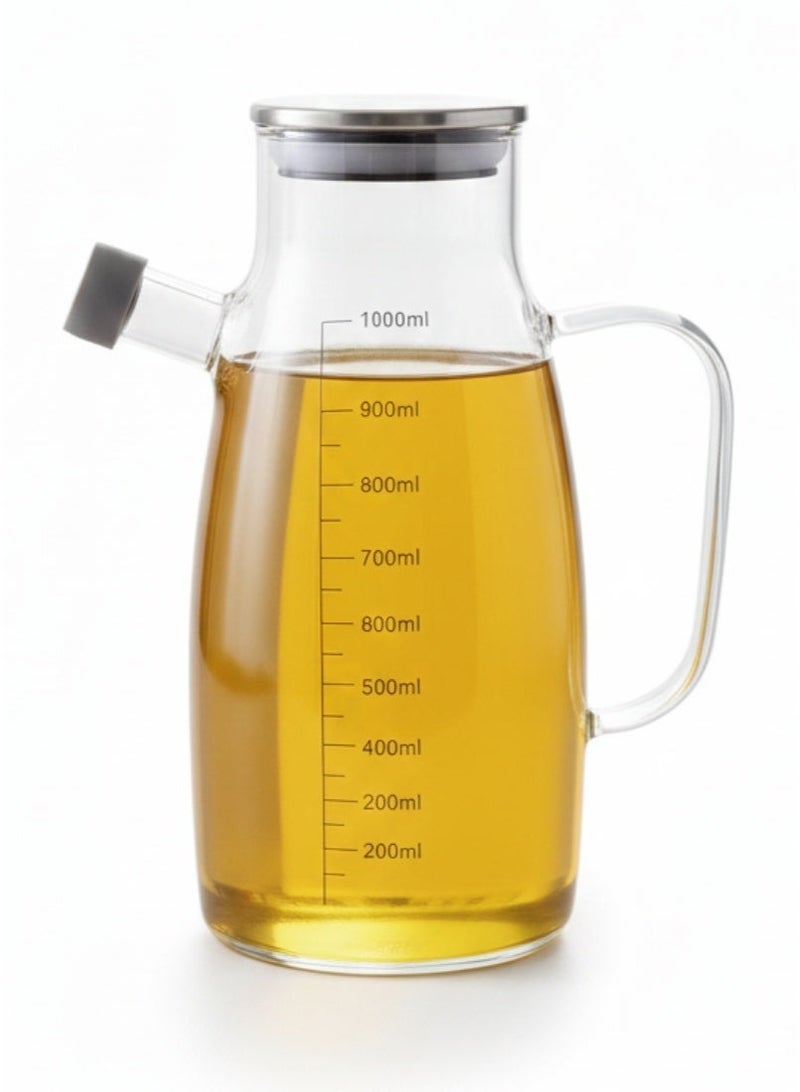AL-GANNAS 1L Glass Oil Dispenser Bottle with Airtight Stainless Steel Lid - Image 1