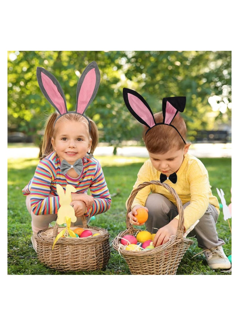 Excefore 2 Pcs Bunny Ears Headband, Rabbit Tail and Bow Tie, Cosplay Costume Party Bunny Ear Costume Set - Image 3