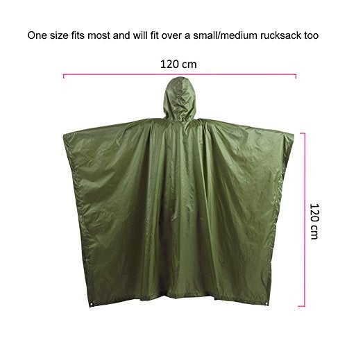 ADD GEAR Add-Gear Outdoor Multifunctional Waterproof Hooded Rain Poncho for Men and Women (Olive Green) - Image 3