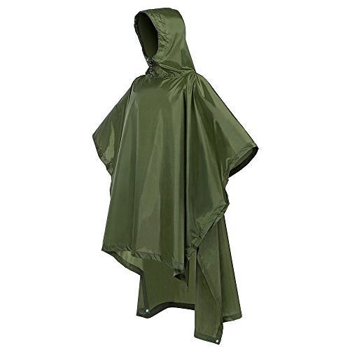ADD GEAR Add-Gear Outdoor Multifunctional Waterproof Hooded Rain Poncho for Men and Women (Olive Green) - Image 1