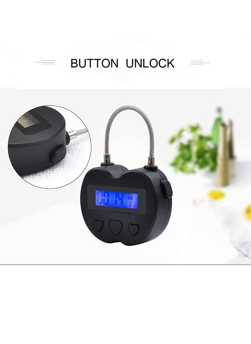 Y&D - Time Lock, LCD Display Lock Multi Function Electronic Timer, USB Rechargeable Timer Padlock, Behavioral Habit Aid Game Suitable for Kitchens, Gyms, Schools (Black) - Image 1