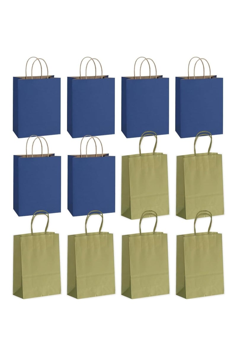 ذا بارتي بوبير 12 قطعة من أكياس الهدايا بمقبض، أكياس ورق كرافت 29 × 15 سم، أكياس هدايا للحلويات والحلوى والهدايا لأعياد ميلاد الأطفال، لوازم حفلات الزفاف، أكياس هدايا الحفلات - Image 1