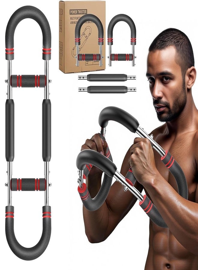 Leukate Twister Arm Trainer, Adjustable Chest Workout Equipment, Arm Trainer for Men, Portable Power Twister Bar, Portable Power Twister Bar with Detachable Design (Black Red) - Image 1