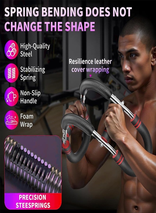 Leukate Twister Arm Trainer, Adjustable Chest Workout Equipment, Arm Trainer for Men, Portable Power Twister Bar, Portable Power Twister Bar with Detachable Design (Black Red) - Image 2