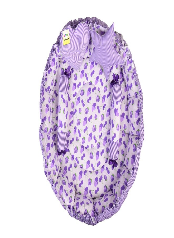 Kwitchy سرير أطفال كويتشي قابل للعكس للمواليد الجدد | طقم مفروشات | حامل | قطن | أطفال رضع | جميع المنتجات | هدية | أساسيات (0-6 أشهر) (كرز بنفسجي) - Image 1