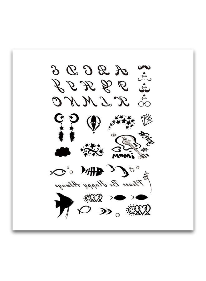 NIBEMINENT Letters Geometric Pattern Temporary Tattoo Sticker - Image 1