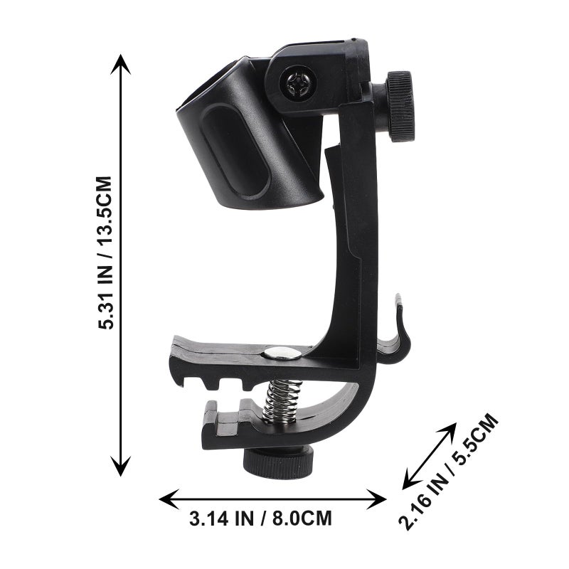 Black Plastic Microphone Clips Drum Mic Holders 2 Pack Stand Accessories - Image 3