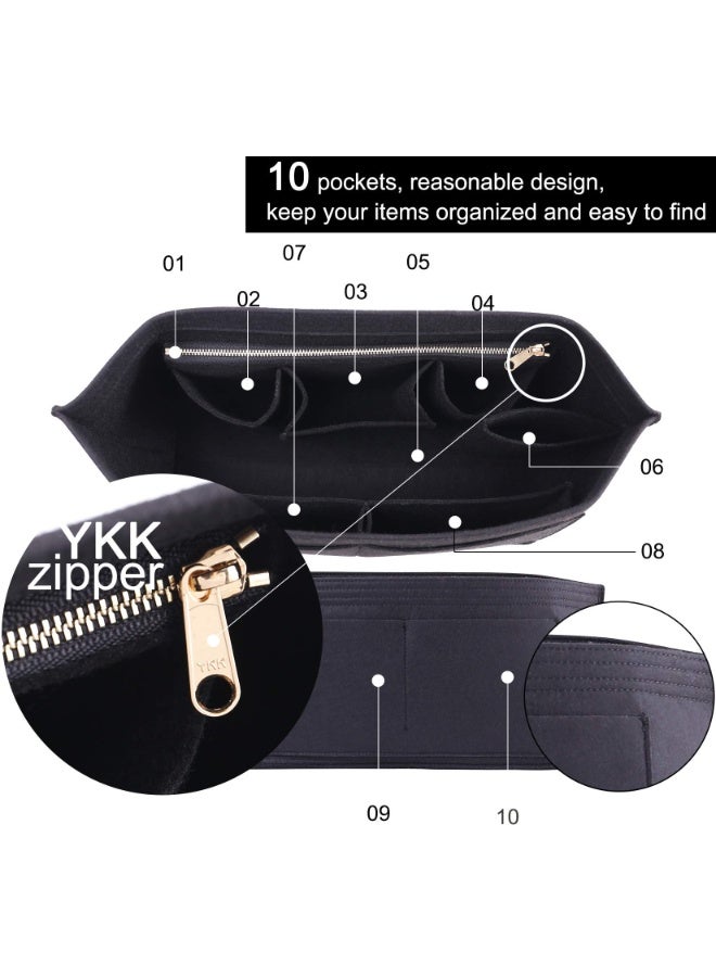 Chielor Purse Organizer Insert for Handbags & Base Shaper 2 Pcs Set,Felt Organizer Insert Large Tote,Bag Organizer with Zipper 5 Sizes Handbag Purse Travel Bags - Image 5