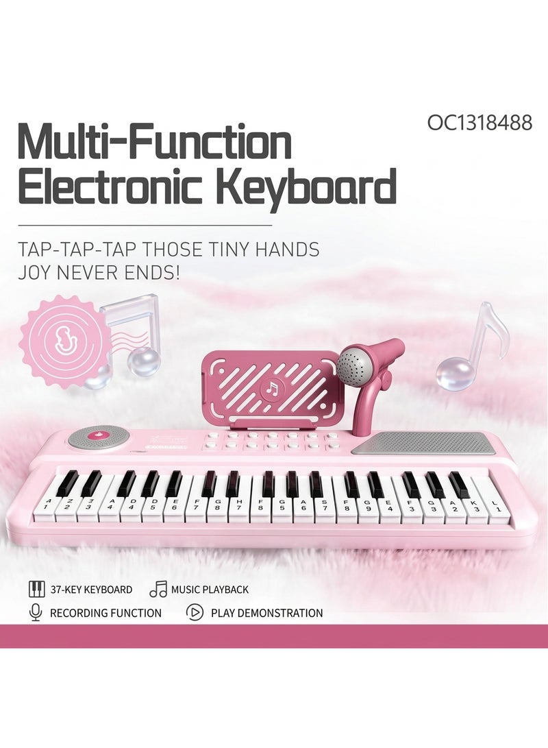 37-Key Electronic Keyboard for Kids, Pink - Image 2