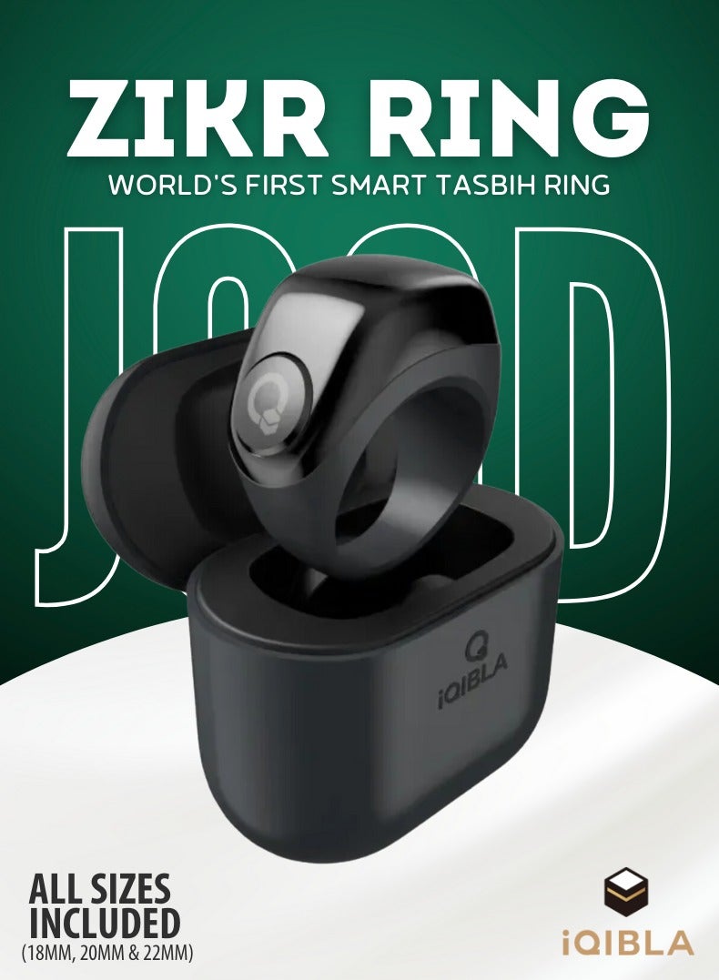 iQIBLA Smart Zikr Ring - JOOD | Black Edition