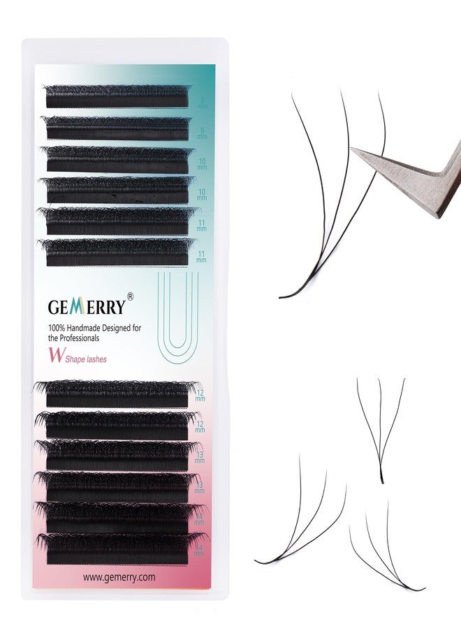 GEMERRY W Eyelash Extensions 3D Premade Fans W Lashes 0.07 C Curl Matte Black W Shaped Volume Fans Easy Fan Lash Extensions by GEMERRY(0.07-C-8-14) - Image 1