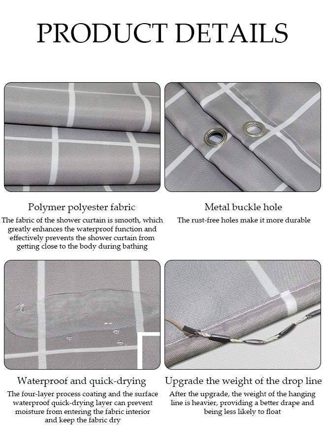 DUNISO Waterproof Shower Curtain，Thickened Bathroom Curtains，Moisture Absorption And Durability，Waterproof Quick Drying，Anti Mold，With Hooks，For Bathroom And Bath Tub，120*180cm  - Image 3