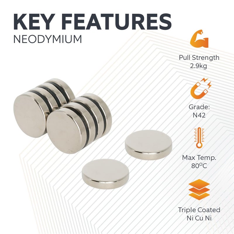 FIRST4MAGNETS F153-10 15mm Dia x 3mm Thick N42 Neodymium Magnet-2.9kg Pull (Pack of 10), Set of 10 Pieces - Image 5