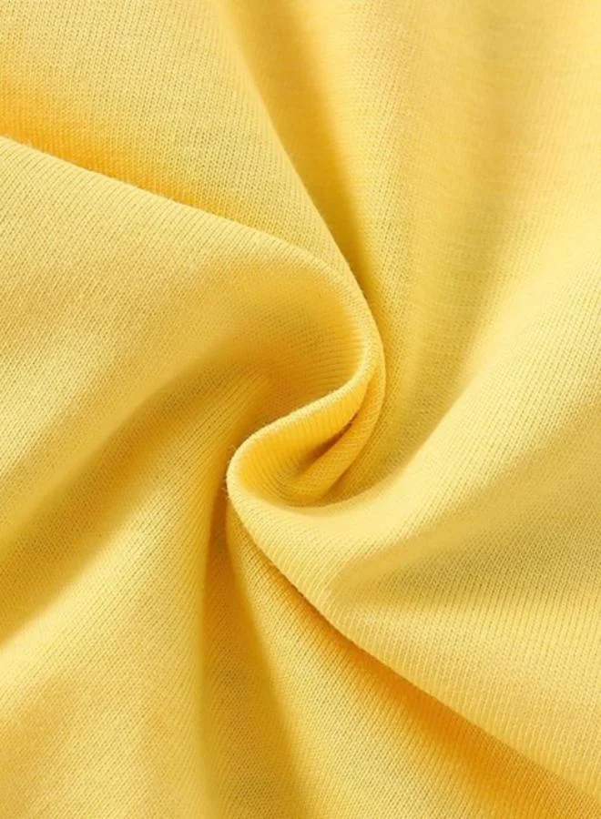 يونيكي Yellow Printed Short Sleeve Crew Neck T-Shirt