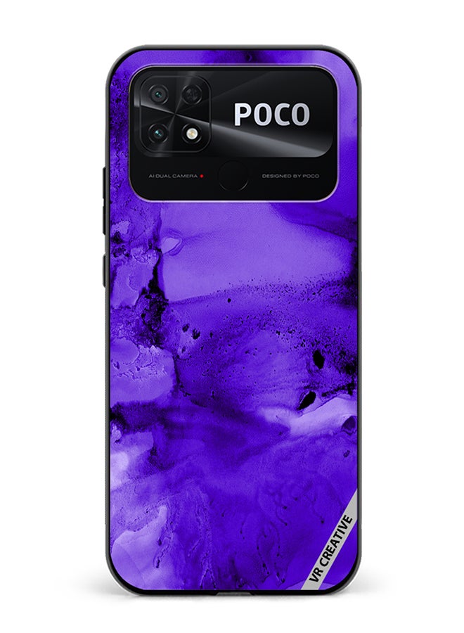 VR CREATIVE Protective Case Cover For Xiaomi Poco C40 Violet Alcohol Ink Wash Texture On White Paper Design Multicolour - Image 1