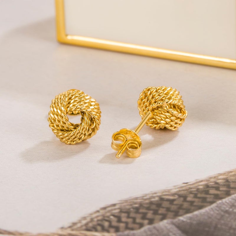 Dankadi Women 925 Sterling Silver Love-Knot Earring Italian Design 0.35''& 0.43''Lightweight Twisted Love Knot Stud Earrings -Not Allergic Jewelry Gift (0.35 in, Gold) - Image 5