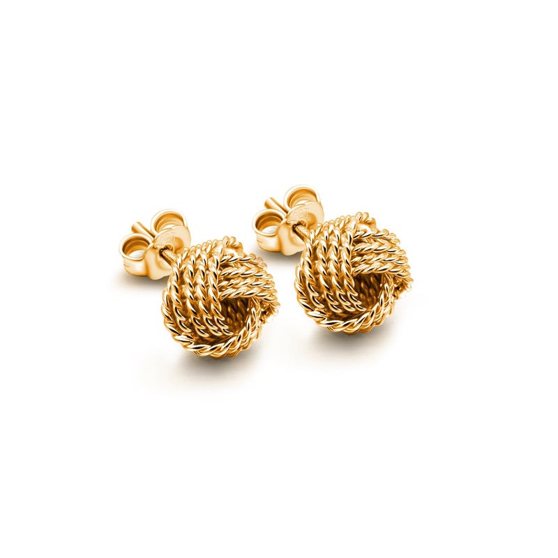 Dankadi Women 925 Sterling Silver Love-Knot Earring Italian Design 0.35''& 0.43''Lightweight Twisted Love Knot Stud Earrings -Not Allergic Jewelry Gift (0.35 in, Gold) - Image 1