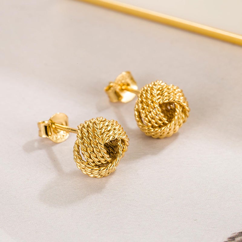 Dankadi Women 925 Sterling Silver Love-Knot Earring Italian Design 0.35''& 0.43''Lightweight Twisted Love Knot Stud Earrings -Not Allergic Jewelry Gift (0.35 in, Gold) - Image 4