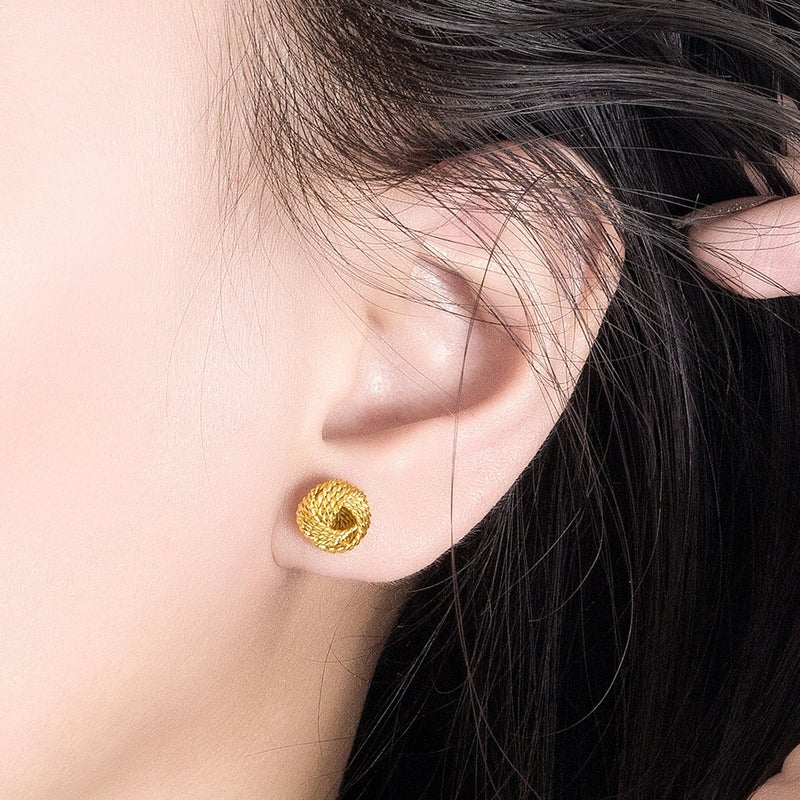Dankadi Women 925 Sterling Silver Love-Knot Earring Italian Design 0.35''& 0.43''Lightweight Twisted Love Knot Stud Earrings -Not Allergic Jewelry Gift (0.35 in, Gold) - Image 2