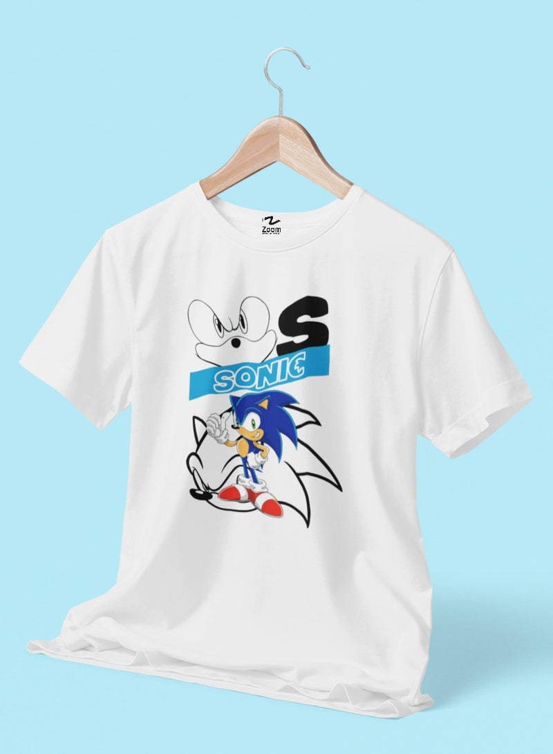 ZOOM تصميم تي شيرت للأطفال - فن خط ثلاثي الأبعاد سونيك
