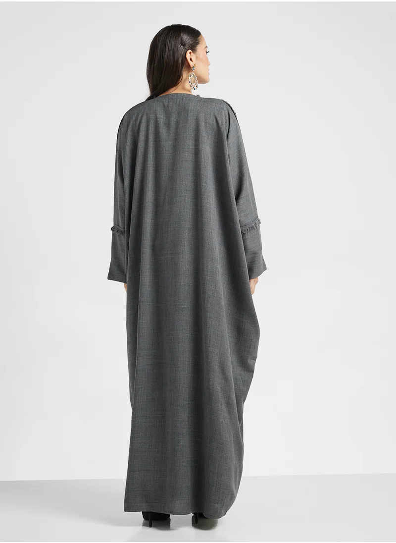 hayas closet Open front Cape sleeve abaya