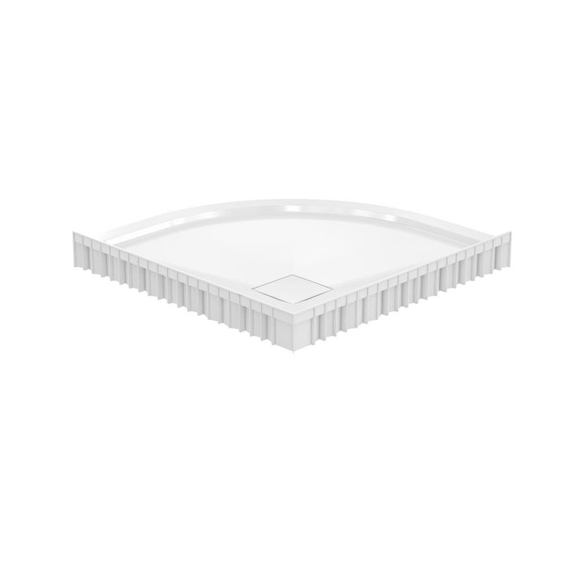 Carlton Plumbing Carlton Marquette 32" x 32" Round Corner Double-Threshold Shower Pan Base with Center Drain in Glossy White - Image 4