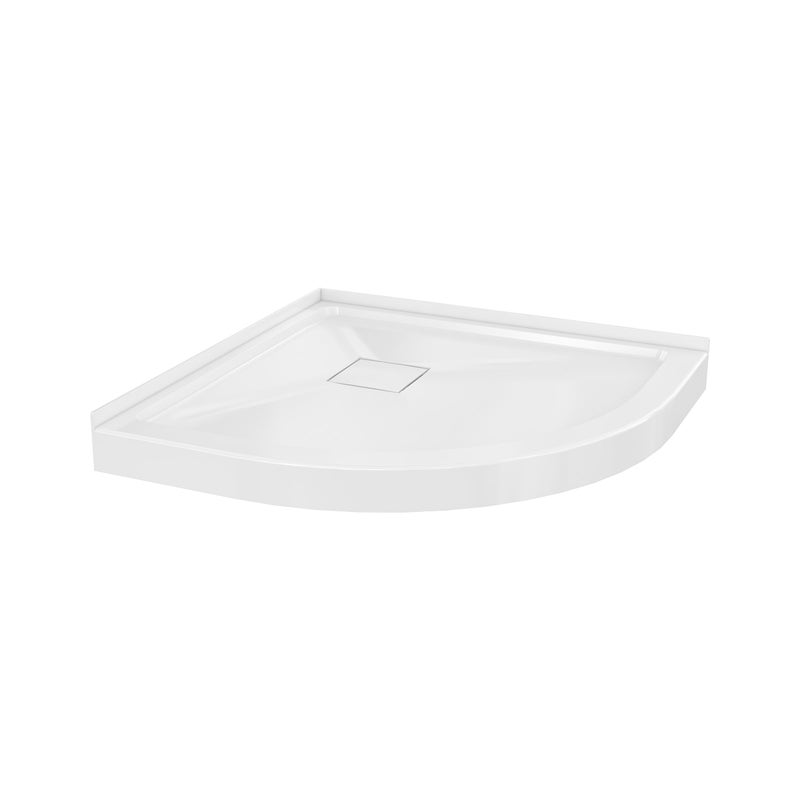 Carlton Plumbing Carlton Marquette 32" x 32" Round Corner Double-Threshold Shower Pan Base with Center Drain in Glossy White - Image 1