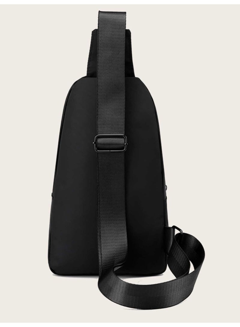 Men's Hanging Bag, Leather Hanging Bag with USB Charging Port Waterproof Multi-Pocket Chest Bag for Men Daily Crossbody Bag - Image 5