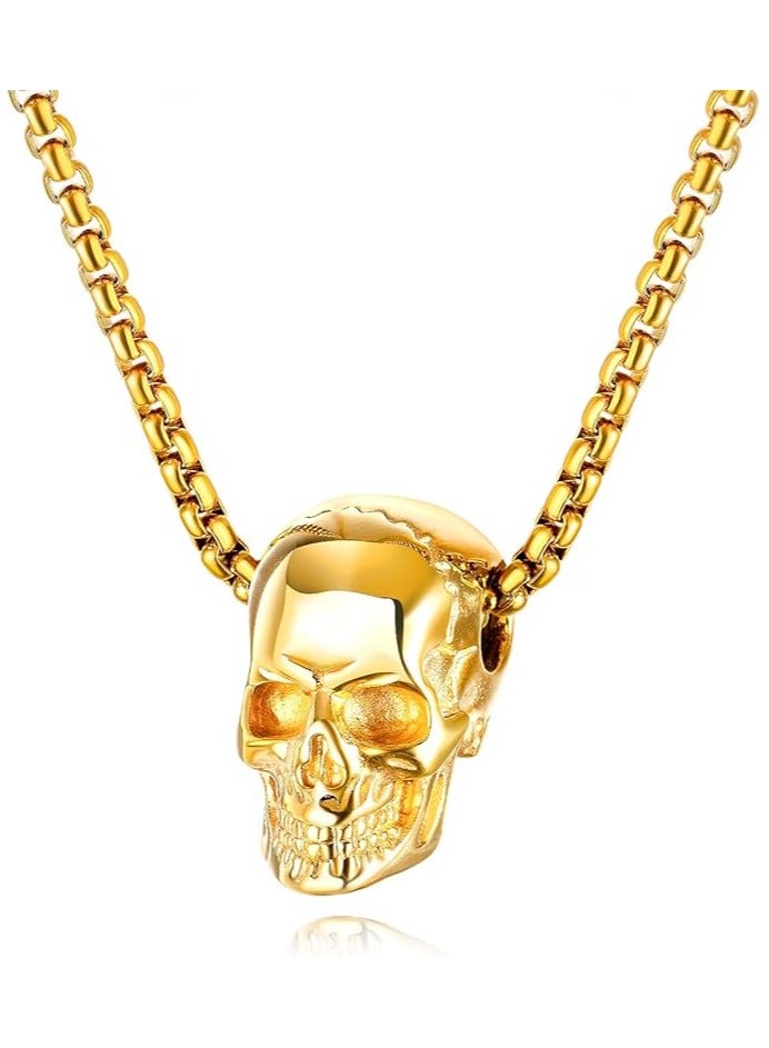 مرفا قلادة بندانت بشكل جمجمة من الفولاذ المقاوم للصدأ (ذهبي) - Image 1