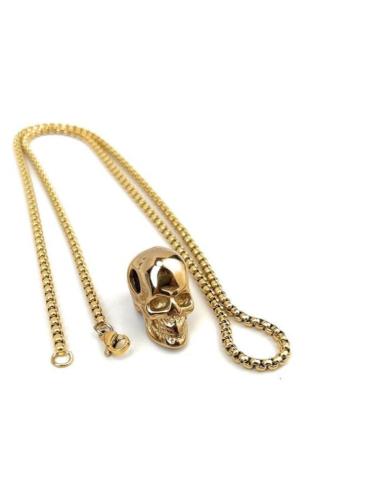 مرفا قلادة بندانت بشكل جمجمة من الفولاذ المقاوم للصدأ (ذهبي) - Image 2