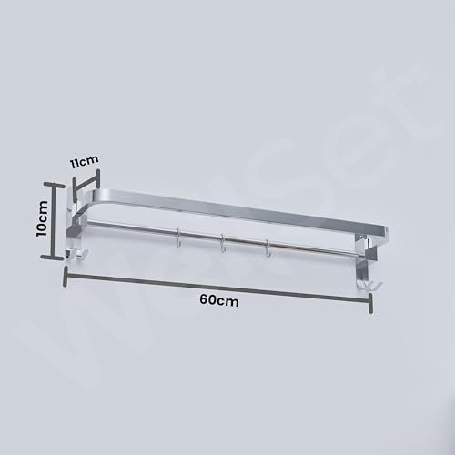 Well Set Stainless Steel Folding 24 Inches Towel Rack for Bathroom - Durable, Stylish, Space-Saving Towel Holder & Stand - Perfect Bathroom Accessories Set for Home (24 Inch, Chrome, Foldable) - Image 2