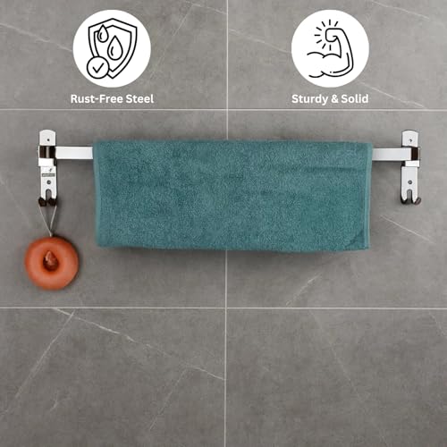 Well Set Stainless Steel Folding 24 Inches Towel Rack for Bathroom - Durable, Stylish, Space-Saving Towel Holder & Stand - Perfect Bathroom Accessories Set for Home (24 Inch, Chrome, Foldable) - Image 5