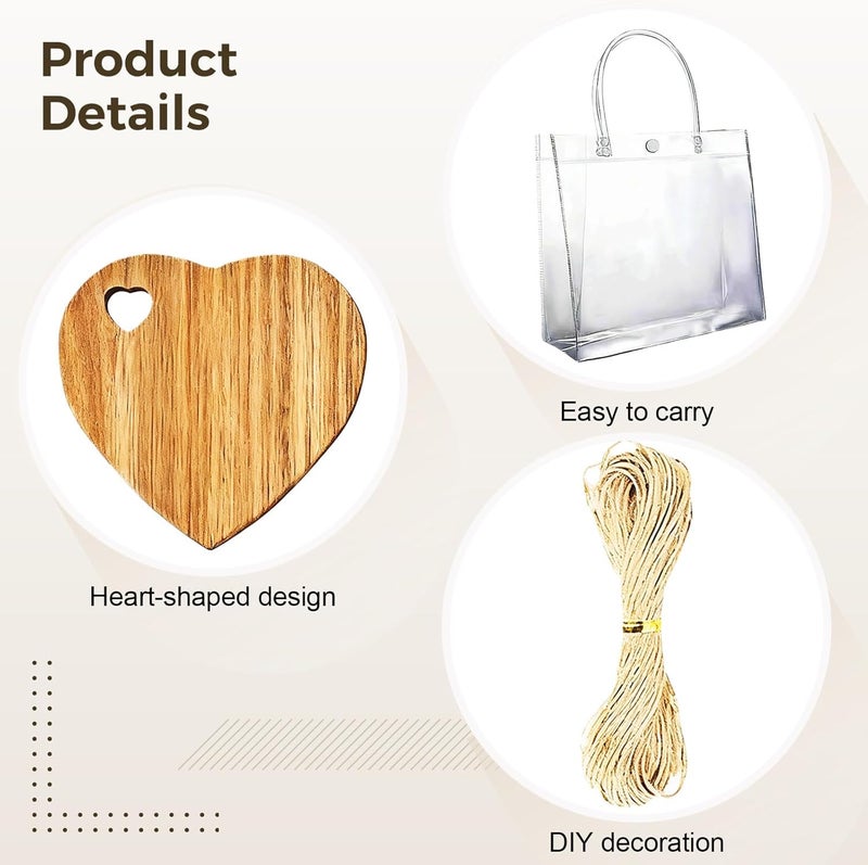 Heart Acacia Wood Cheese Board Set, 6-Piece Gift, Bridal Wedding Present - Image 2