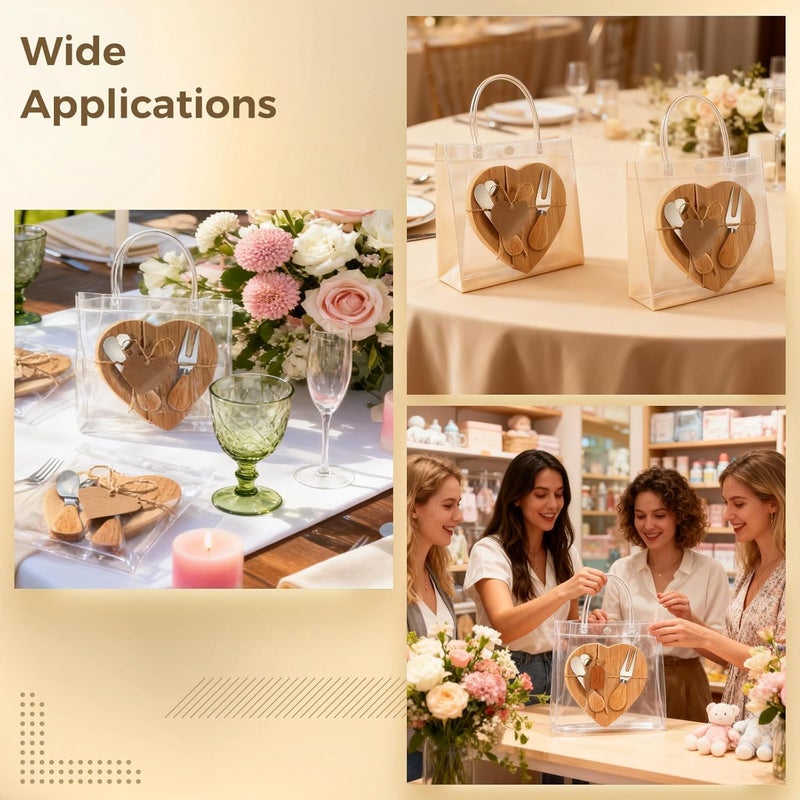 Heart Acacia Wood Cheese Board Set, 6-Piece Gift, Bridal Wedding Present - Image 5