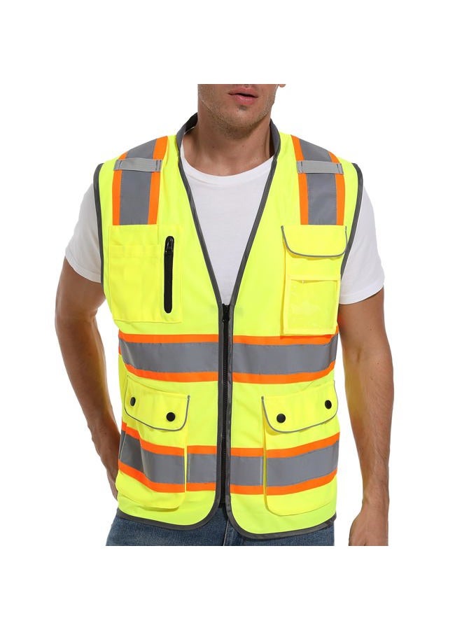 ArcRidge Two-Tone Safety Vest, Multifunctional Pockets, ANSI Compliant., Yellow, L - Image 1