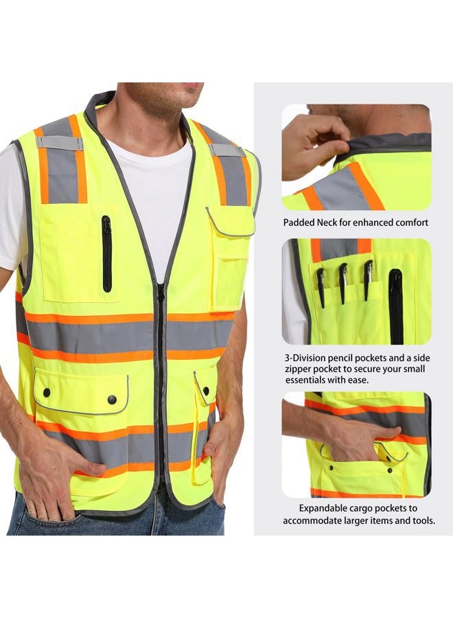 ArcRidge Two-Tone Safety Vest, Multifunctional Pockets, ANSI Compliant., Yellow, L - Image 3