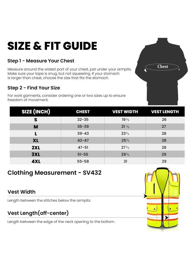 ArcRidge Two-Tone Safety Vest, Multifunctional Pockets, ANSI Compliant., Yellow, L - Image 5