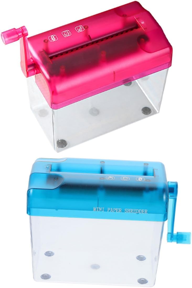 Generic 2pcs Portable Mini Manual Paper Shredder A6 Size Home Document Shredder Hand Operated Desktop Paper Cutting Machine for Office and School Use - Image 1