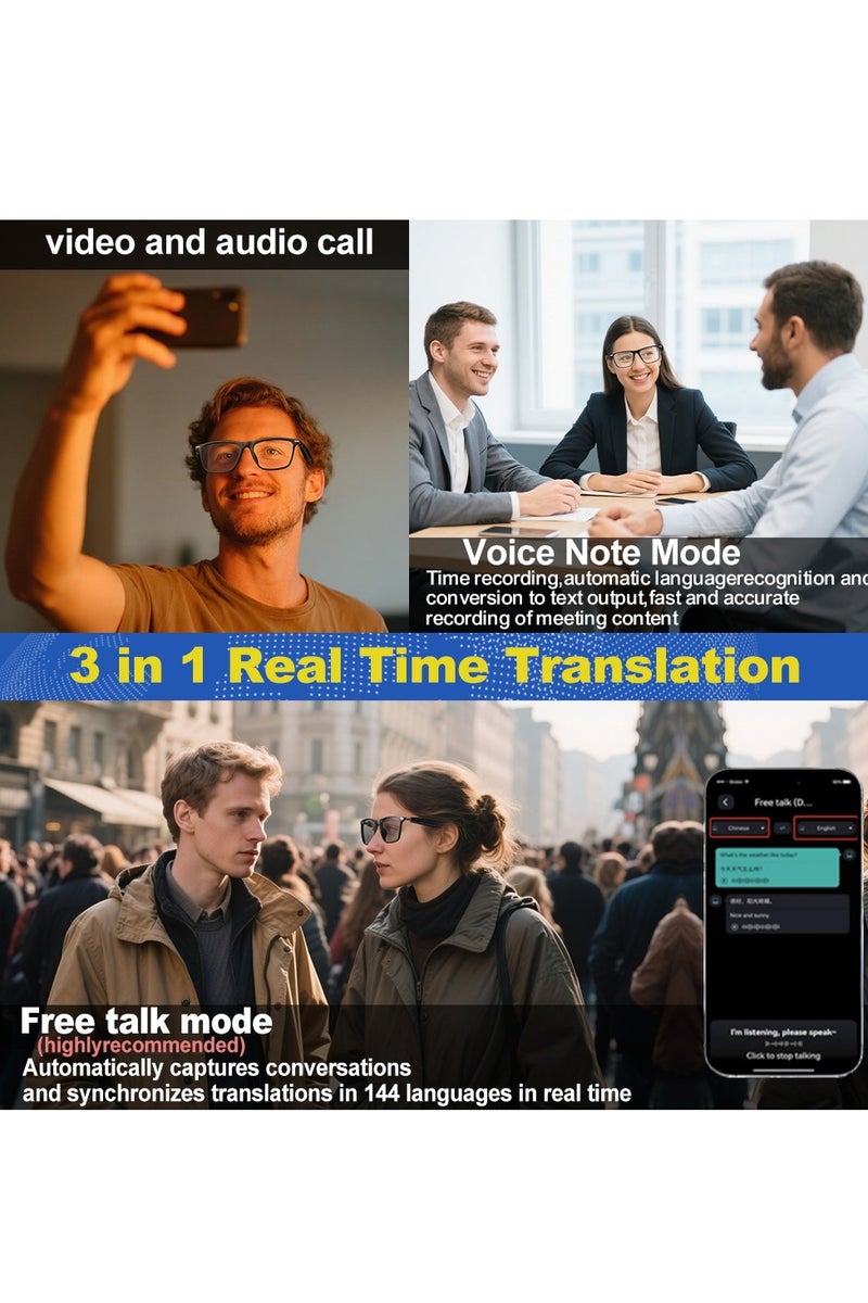 PEJE Ai Translation Smart Glasses with Chat GPT Bluetooth for Men Women with 144 Language ,Real-Time Translation,, with Speaker Sunglasses,Travel Meeting Trade Business - Image 3