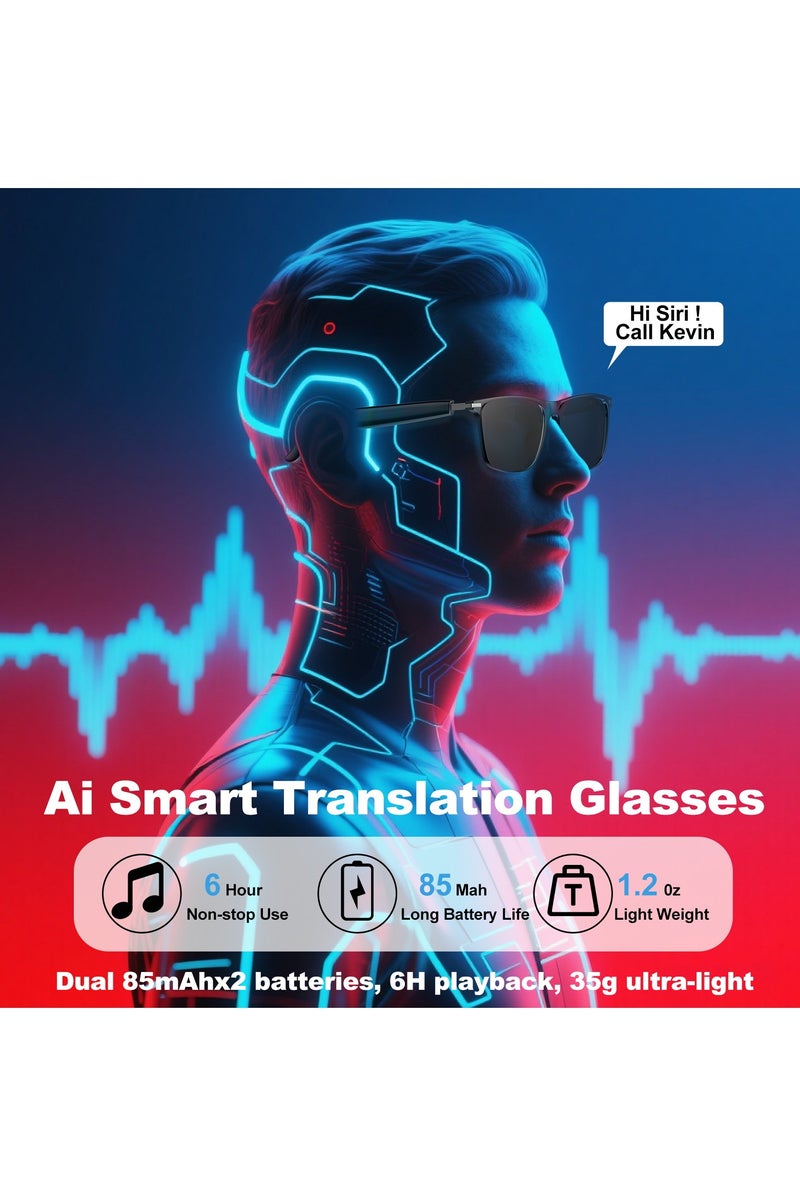 PEJE Ai Translation Smart Glasses with Chat GPT Bluetooth for Men Women with 144 Language ,Real-Time Translation,, with Speaker Sunglasses,Travel Meeting Trade Business - Image 4