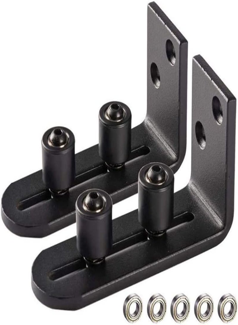 GGOOT Ball Bearings Design New Upgraded 2 Pcs Barn Door Floor Guide for Doors Stay Roller Sliding Adjustable Unique Guide Flush with Floor Durable Steel Frame (Black), Track Sliding Door Sliding Door - Image 1