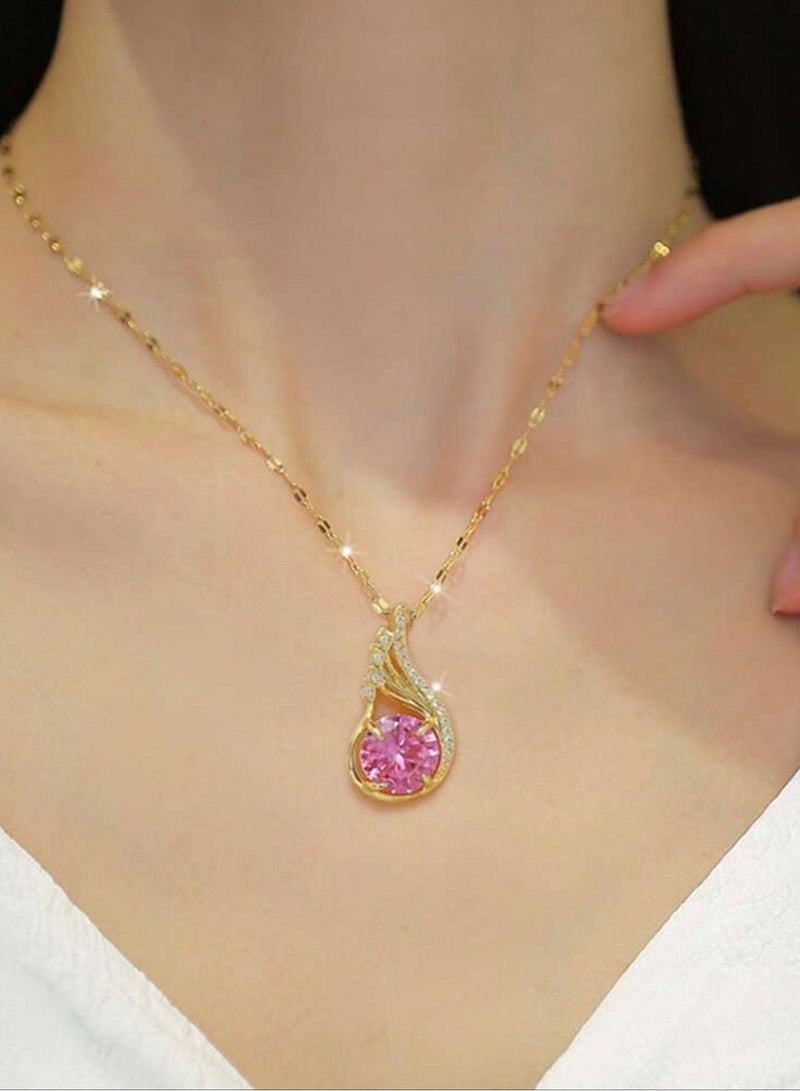 نونز أب سلسال مصنوع من الاستانلس ستيل مطلي باللون الذهبي عيار 18 ومرصع بالزركون - Image 1