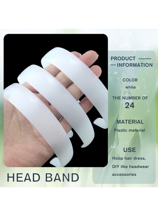 VOKOY Okoy 24 Pcs White Plastic Headbands 1" Wide No Teeth Plain Headbands Diy Hair Bands Headbands For Girls Women - Image 4