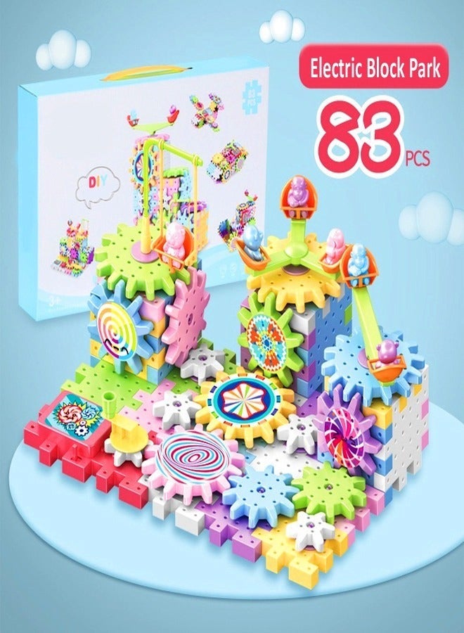Loquat 83-Pieces Electric Building Blocks Gear Toys Educational Toddler Toy Kit Construction Toys 36x6x22 cm - Image 1