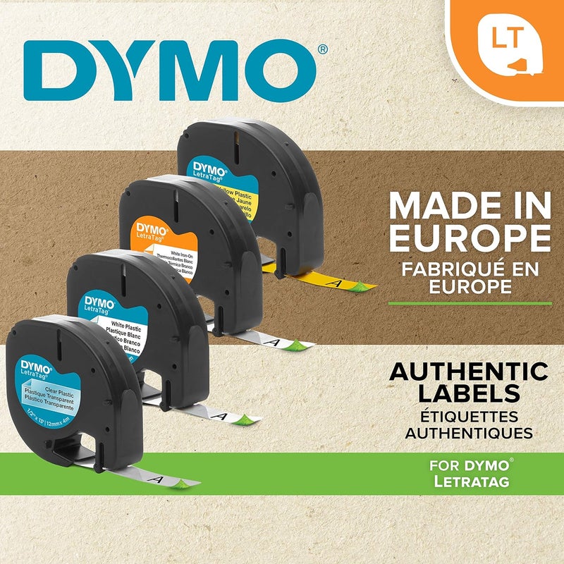 Dymo LetraTag Genuine Paper Tape | 1.2 cm x 4 m | Black on White | For LetraTag Label Maker | 2 Labels - Image 3